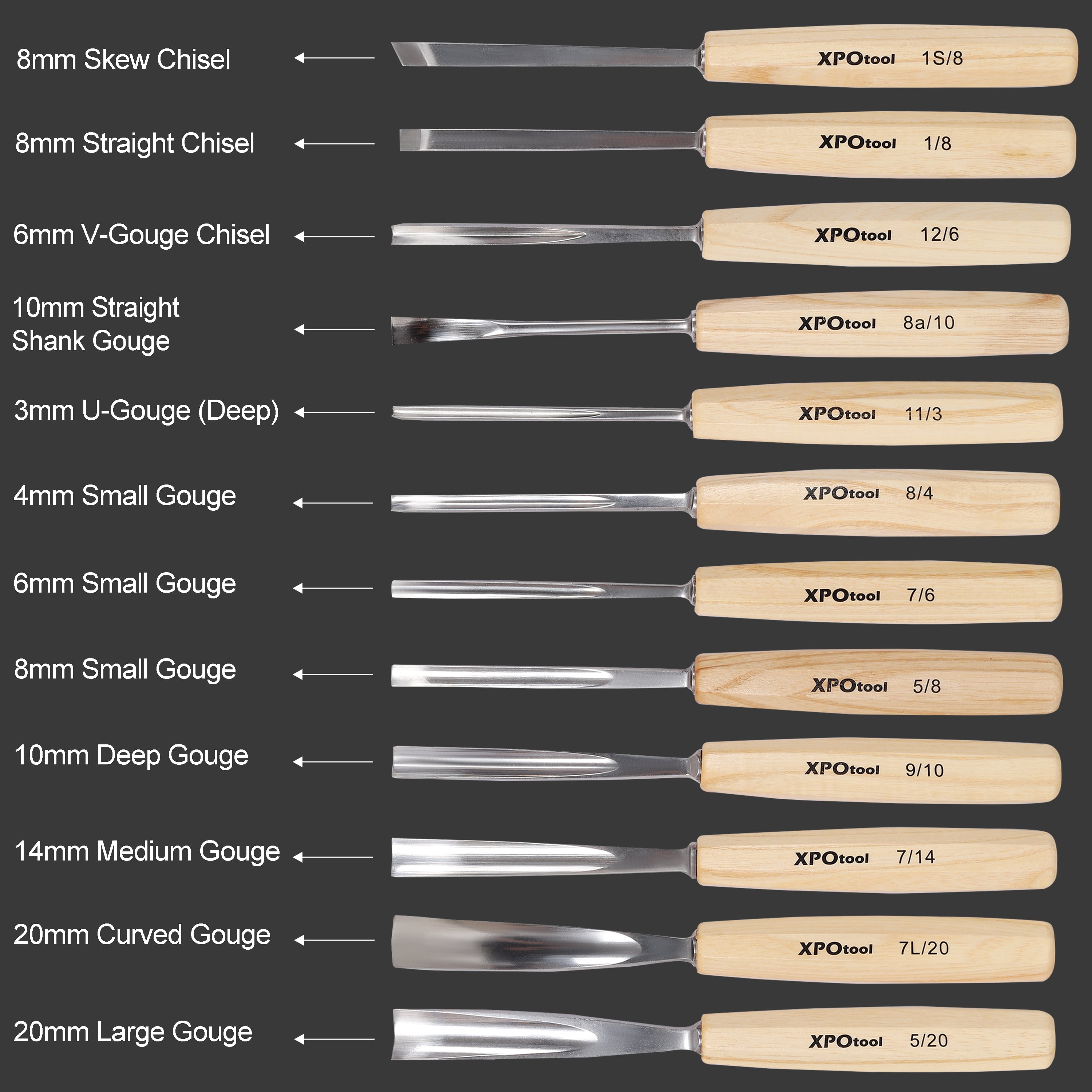 12-Piece Professional Wood Carving Chisel Set, Razor Sharp 60CRV Steel Blades Wood Carving Tools, Willow Wood Comfort Grip Handles with Canvas Storage Bag, Ideal for Beginners & Woodworking