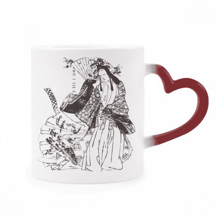

Japan Sakura Drawing Sketch Heat Sensitive Mug Red Color Changing Stoneware Cup