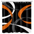 thumbnail image 2 of Abstract Shower Curtain,Orange White and Grey Abstract Ribbon Lines on Black Background Bathroom Shower Curtain Modern Aesthetics Polyester Fabric Decor Curtain with 12 Hooks, 72X78 inches, 2 of 6