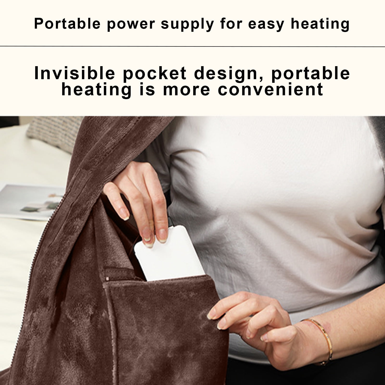 LEHOZIHEQ Heated Blanket, Cordless Portable Electric Heated Shawl, USB Heated Warm Shawl, Portable Heating Electric Blanket for Adults