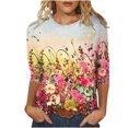 thumbnail image 2 of Pntutb Grande Taille Liquidation! T-Shirt Imprimé pour Femme Blouse à Manches 3/4 Col Rond Hauts Décontractés, 2 of 5