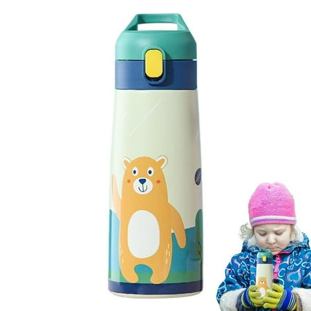 

Kids Insulated Cute Water Bottle Flip-up Stainless Steel Leakproof Thermos With Straw Cute Water Bottle Cartoons Vacuum Flask