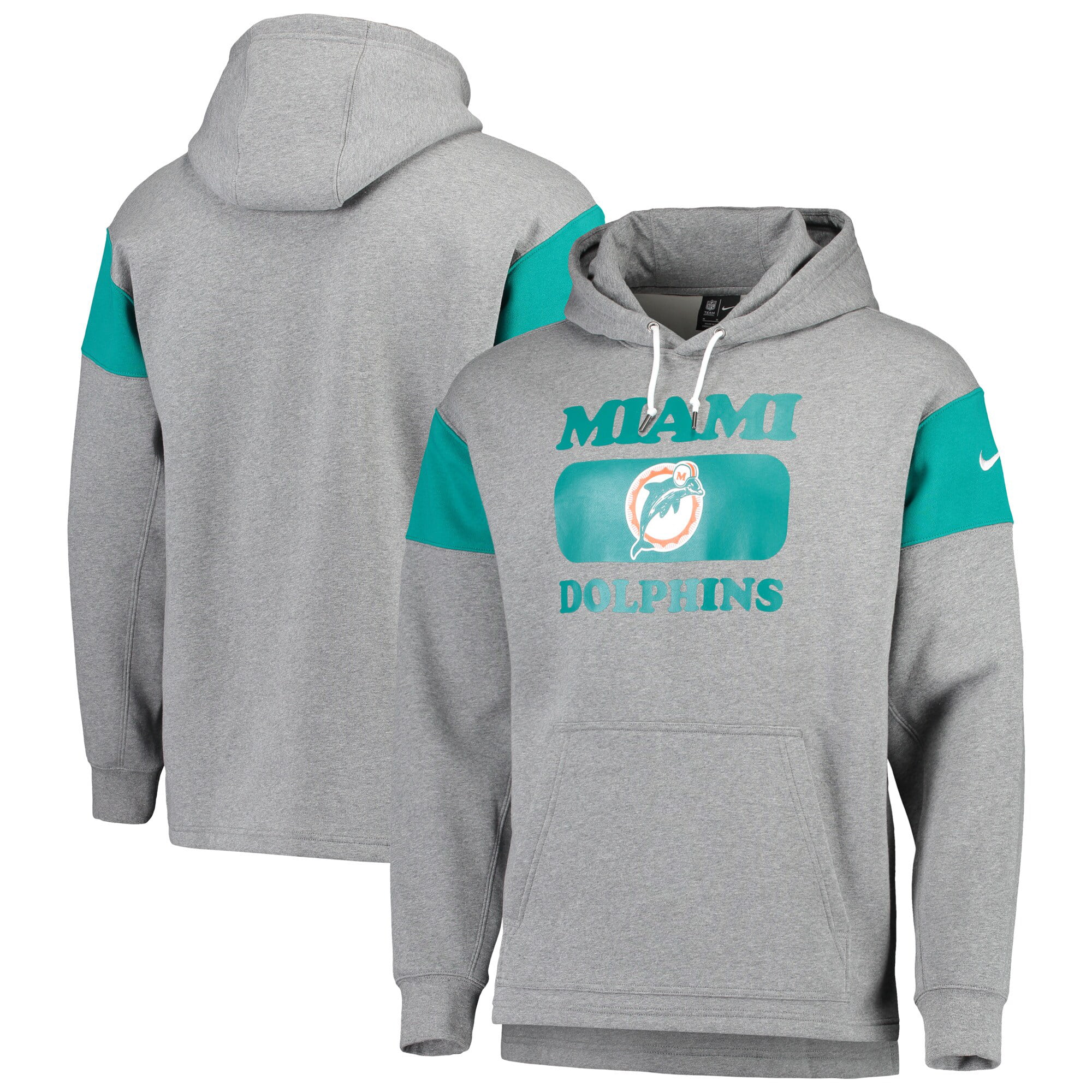 Miami Dolphins Nike Fan Gear Historic Pullover Hoodie - Heathered Gray ...