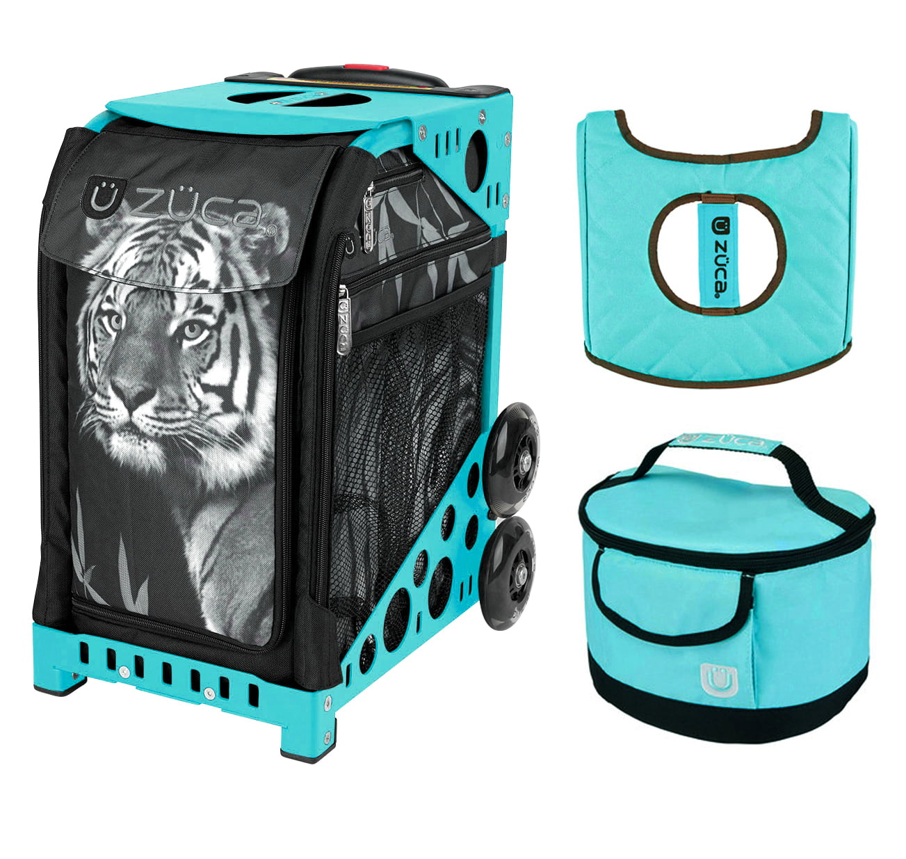 Zuca Bag TIGER Sport Insert and Green Frame GIFT Lunchbox & Seat Cushion 