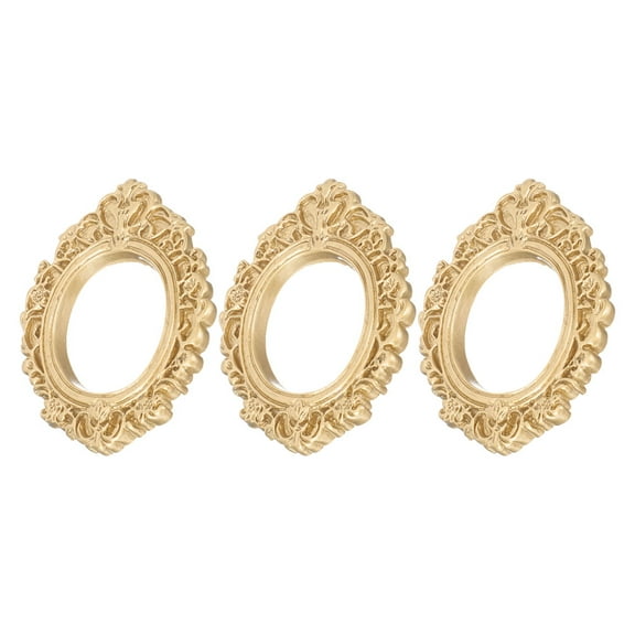 ADDHAT 3Pcs Diy Mini Resin Picture Frame Golden Color For Craft Enthusiasts