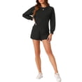 thumbnail image 2 of INSPIRE CHIC Women's Waffle Lounge Sets 2 Piece Long Sleeve Sweatshirt with Matching Shorts Outfits S Black, 2 of 6