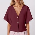 thumbnail image 2 of Women's Casual Jacket for Everyday Wear - Lightweight Short Sleeve V-Neck Knit Sports Jacket for Women Women's Bomber Jacket Casual Coat, 2 of 4