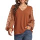 thumbnail image 1 of Blusa de gasa para mujer Swiss Dot Casual Cuello redondo Manga larga Pom Pom Camisas Tops XBTCLXEBCO Camello, Extra Grande, 1 of 6