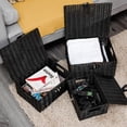 thumbnail image 2 of Homepeaz Juego de 3 cestas de almacenamiento tejidas, cesta de mimbre apilable con tapa y cerradura, asas de transporte integradas, organizador para guardería, armario de bebé, pañales, juguetes, casa, 2 of 5