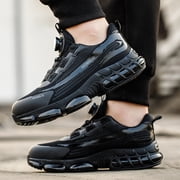 XQJ Steel Toe Shoes For Men Anti-Puncture Anti-Smash Work Boots Lightweight Work Safety Shoes Mens Air Cushion Work Sneakers Black Size 8 Comfortable Breathable