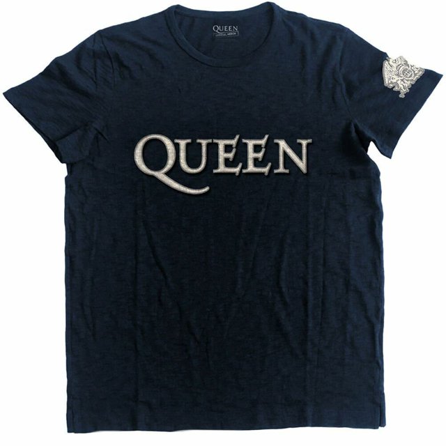 Queen - Camiseta Aplique para Adultos Unisex (Azul Marino)