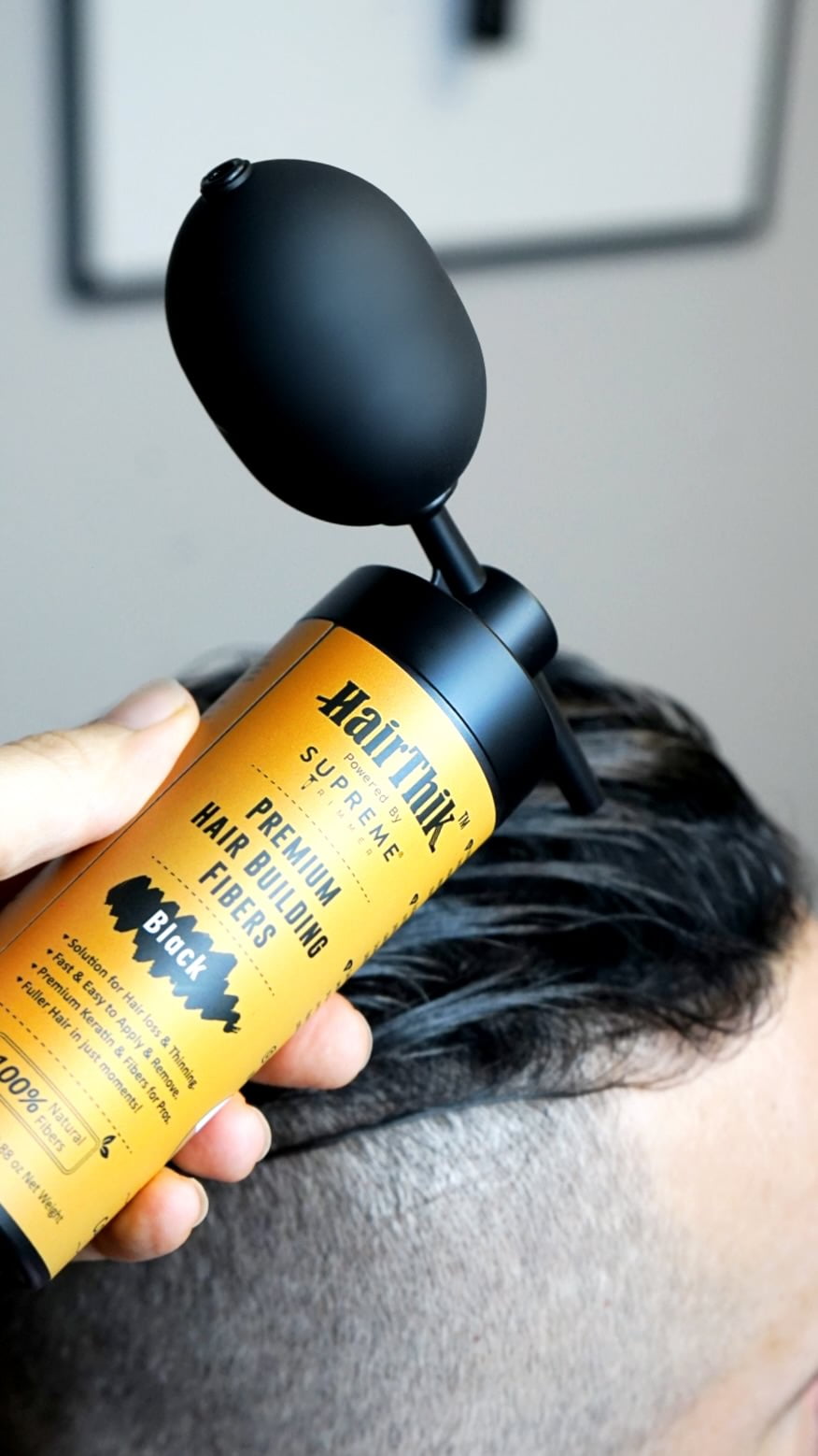 HairThik Hair Building Fibers - Instantly Fill in Fine or Thinning Hair for Thicker, Fuller-Looking Hair for Men & Women – Hair Thinning & Balding solution | BLACK, 15 Grams - HFR/15B