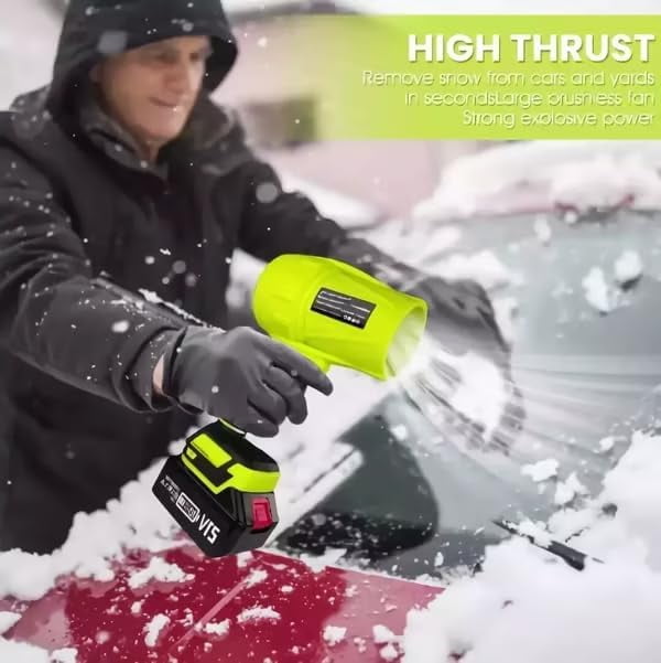 Cordless Turbo Super Power Air Duster, Hand Blower Ultra-Light & Powerful, 21V Electric Handheld Leaf Blower with 2×3.0Ah Batteries & Fast Charger for Car, Lawn, Garage & Snow