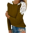 thumbnail image 2 of Women's Floral Lace Crochet Tops Long Sleeve Shirts Fitted Tunic Trendy Blouses Dressy Causal Fall Clothing Coffee S, 2 of 5