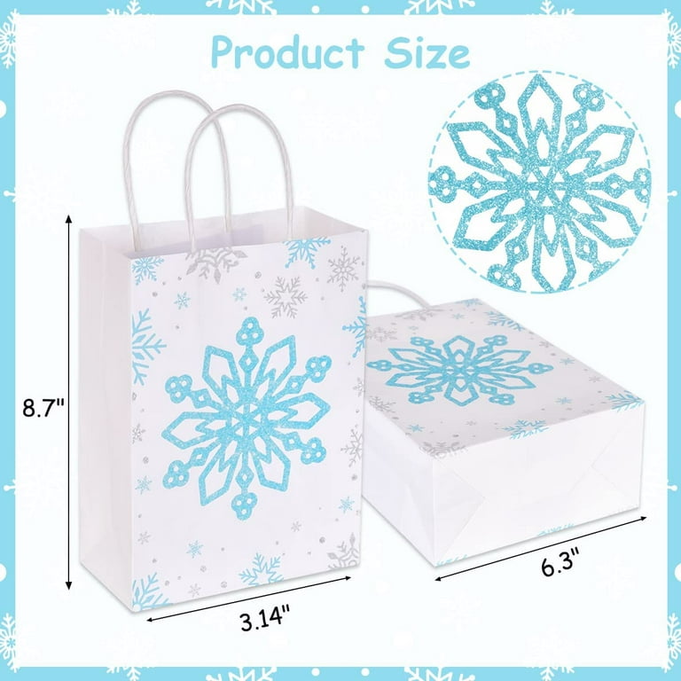 BIRTHDAY PARTY PAPER GIFT BAG / LOOT BAGS - FROZEN WHITE - SILVER - LIGHT  BLUE