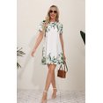 thumbnail image 1 of 2024 Nouvelle Robe d'Été Élégante Mode Décontractée Imprimée Ajustée Manches Courtes Col Rond Midi Robe de Bureau Femmes FJH, 1 of 6