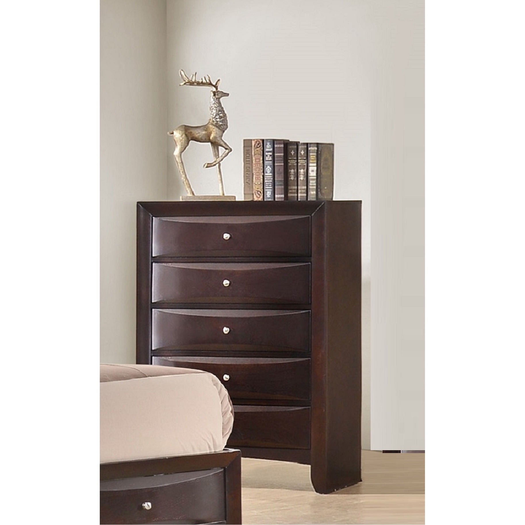 Solid Wood 5-Drawer Storage Chest / Bedroom Organization / Cherry Finish
