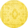 thumbnail image 1 of Ahgly Company Machine Washable Indoor Round Persian Yellow Traditional Area Rugs, 4' Round, 1 of 4