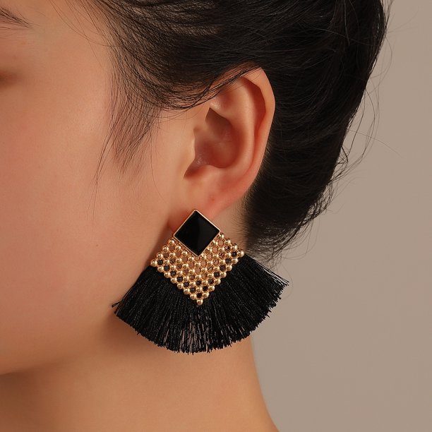 Pendientes de borla multicolor de aleación bohemia, estilo nacional de moda, pendientes de temperamento femenino simple, pendientes hechos a mano, joyas para parejas regalos de San Valentín