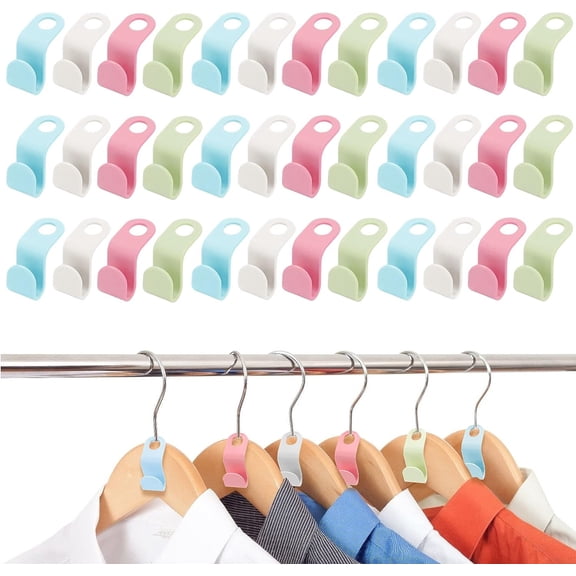 36 Pieces Clothes Hanger Connector Hooks, Space Saving Hangers Clip Drop Connecting Grip for Coat T-shirt Connecting Hooks for Connection Stacked Mini Hanger Hooks for Wardrobe