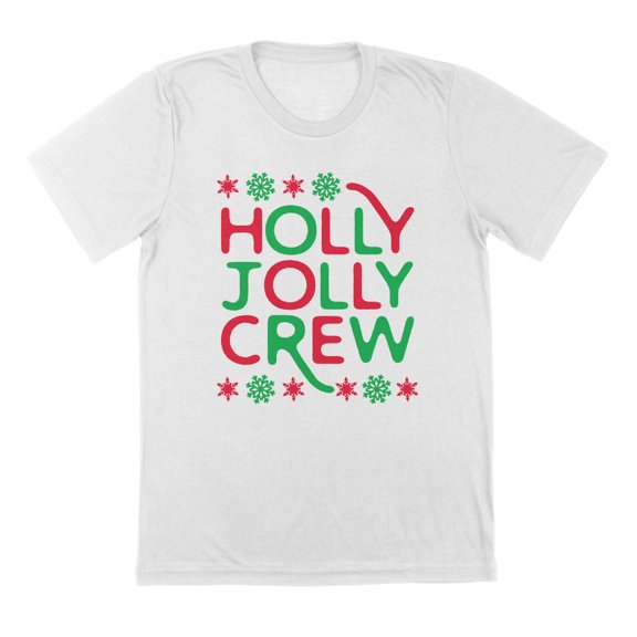 Holly Jolly Crew Holiday Christmas Graphic White Mens Cotton T-Shirt