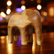 Hand-Carved Teak Elephant Sculpture