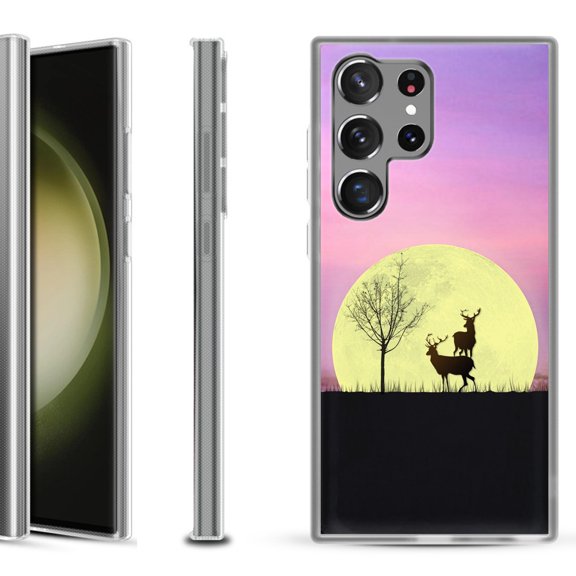 Shockproof Gel Phone Case for Samsung Galaxy S23 Ultra 5G, by OneToughShield ® - Moonlight Deer