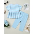 thumbnail image 3 of CARETOO Toddler Girl Casual Clothes Outfits Stripe Tops Pants Cotton Fabric 2pcs 2T 5T Girl Clothing, 3 of 9
