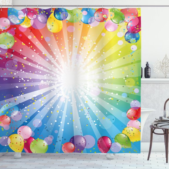 Ambesonne Party Shower Curtain, Celebration with Balloons, 69"Wx70"L, Multicolor