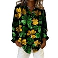 thumbnail image 4 of Wowcloth Women's Casual Blouse, Long Sleeve with Random Print Button-Down Collar for St. Patrick's Day and Everyday Wear, 4 of 5