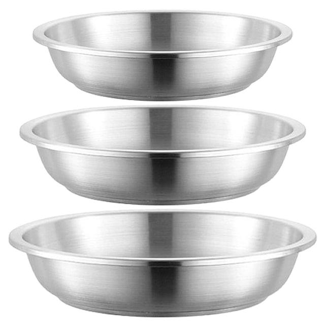 Miangastore Plaque Ronde en Métal Acier Inoxydable Vaisselle de Camping pour Four Argent 3 Pcs