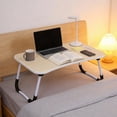 thumbnail image 6 of Laptop Bed Desk with Cup Holder (Cream White)- Foldable Portable Lap Table w/Tablet Slot & Handle, 6 of 9