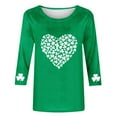 thumbnail image 4 of Yourumao T-Shirts pour Femmes de la Saint-Patrick Manches 3/4 Hauts Trèfle Col Rond T-Shirts Grande Taille Fête de la Saint-Patrick, 4 of 5