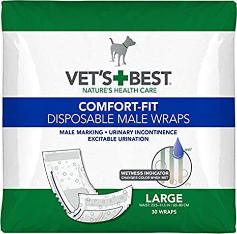 Absorbent Male Wraps with Leak Proof Fit Vet’s Best Comfort Fit Disposable Male Dog Diapers 