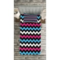thumbnail image 3 of Ambesonne Chevron Quilted Bedspread Set 2 Pcs, Zigzag Colorful Twisty, Twin Size, Pink Sky Blue Black, 3 of 3