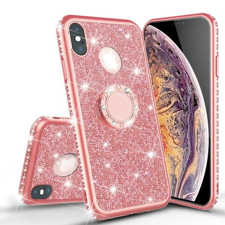 Apple iPhone Xs Max Case Glitter Cute Phone Case Kickstand Girls Women ...