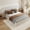 C-White, variant on Queen Size Platform Bed Frame with Wingback, Rounded Corner Wooden Slats Support, Heavy Duty 1000lbs Upholstered Bed, Easy Assembly