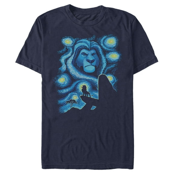Men's Lion King Starry Night Pride Rock Graphic Tee Navy Blue Medium