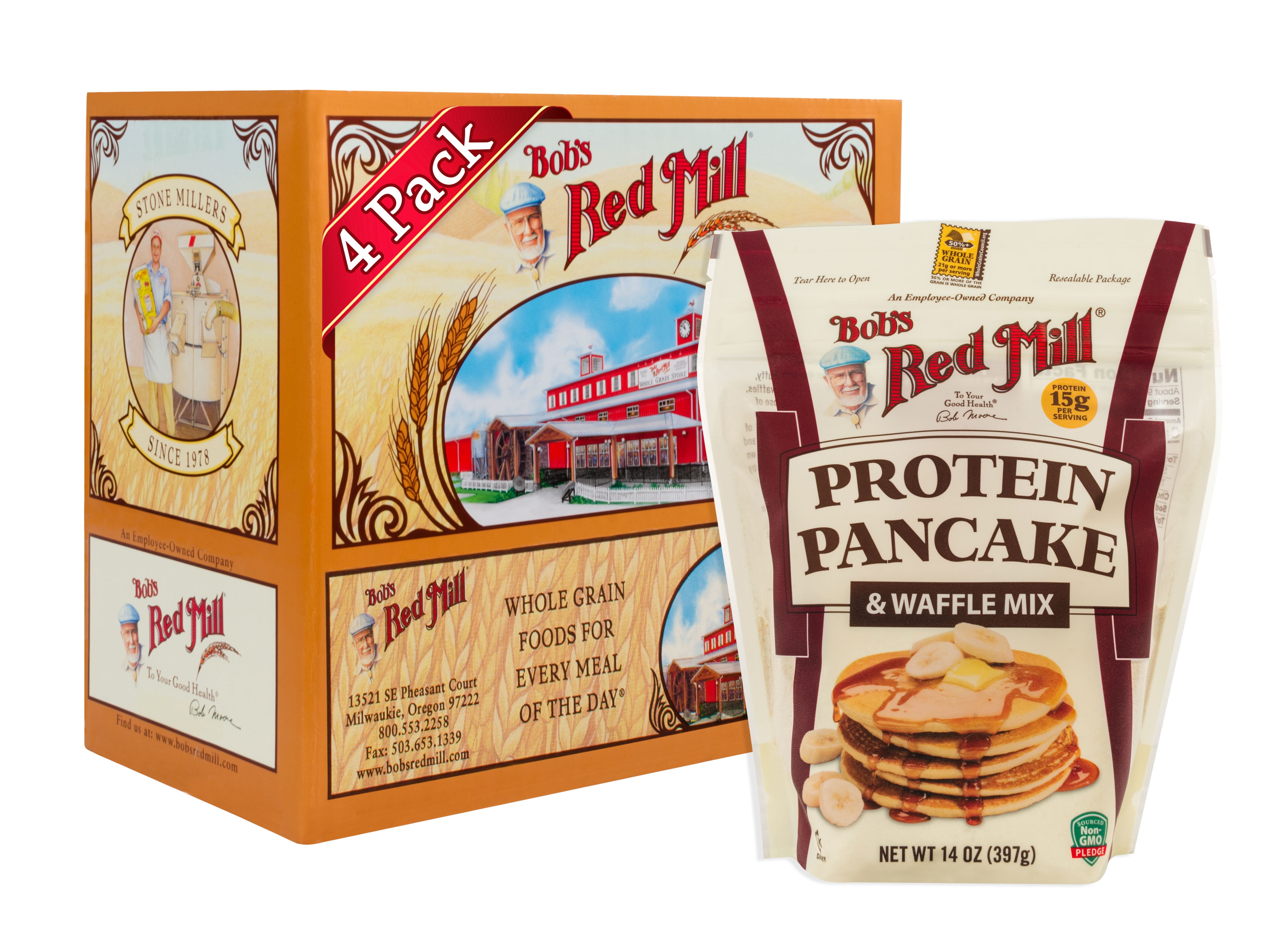 (4 Pack)Bob's Red Mill Protein Pancake & Waffle Mix, 14 Oz