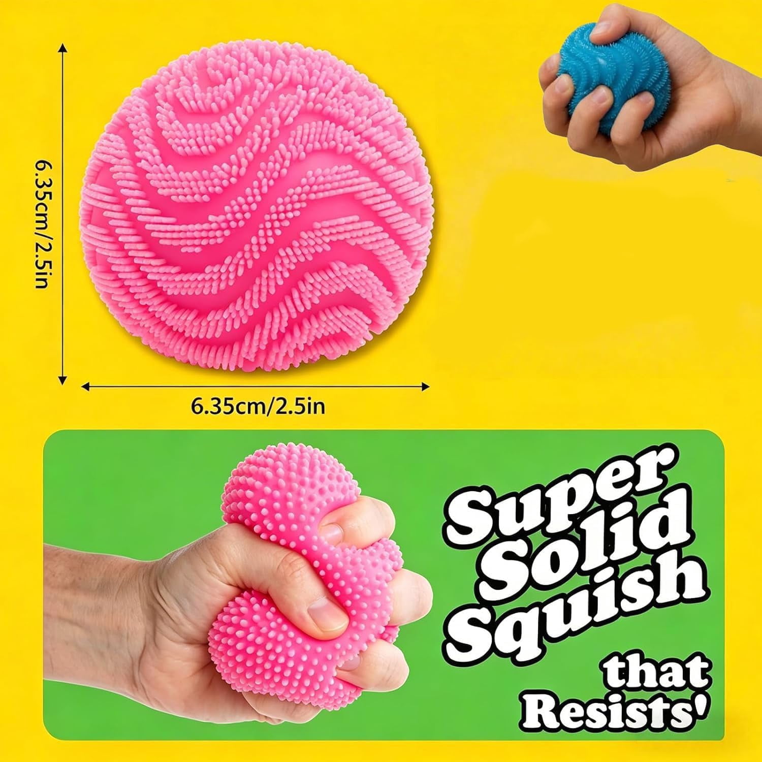 Fuzz Squishy Stress Ball, Soft Fidget for Anxiety Relief, Sensory Squishy Ball to Increase Hand Flexibility & Relieve, Ultra Squishy and Moldable Slow Rise for (Green)