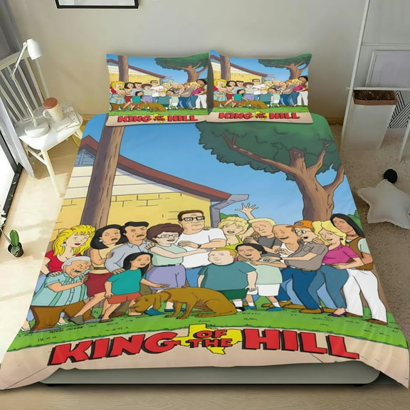 King of the Hill Bed Comforter Set 3 Pieces has an iconic print,One duvet cover(68" x 86") and two pillowcases.
