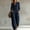 Navy Blue, variant on Women's Lapel Long Sleeve Button Front Loose Wide Leg Overall Jumpsuit – Pockets Fashion Vacation Outdoor Long Pant Navy Blue,XXL