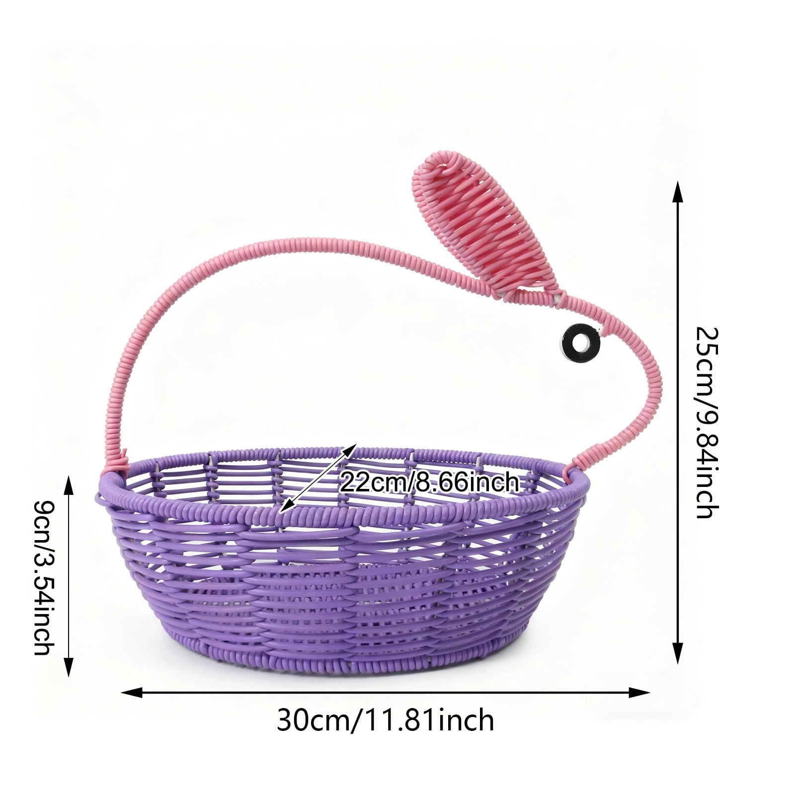 Easter Woven Basket & Woven Rabbit - Woven Baskets for Storage, Handheld Plastic Storage Basket with Chicken & Egg Decor, Spring Gift Basket, Flower Holder, Home Decorative Organizer