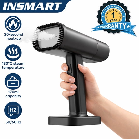 INSMART Travel Steamer for Clothes,1300W Travel Size Garment Steamer,Horizontal & Vertical Steaming with 170mL Water Tank, Steamer & Iron 2-in-1, 3 Steam Modes for Home, Office & Travel