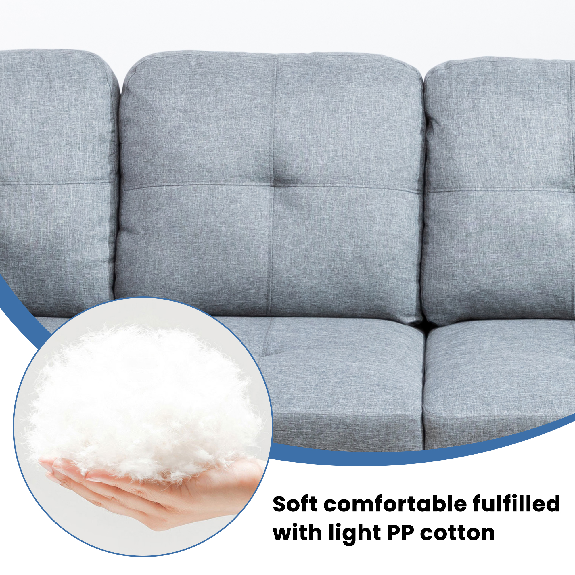 Aukfa 103" Sectional Sofa with Storage Ottoman, L Shape Couch for Living Room, Left Facing Chaise, Linen, Gray