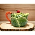 thumbnail image 2 of Hand Painted Ceramic Cabbage Teapot with Carrot Lid 16oz, 2 of 3