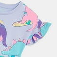 thumbnail image 5 of Ulitacool 18-24 Months Flower Girl Dress Cartoon Dinosaur Print Dress Summer Short Sleeve Princess Round Neck Trend Outfits Light Blue, 5 of 7