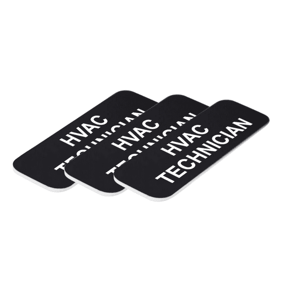 HVAC Technician 1 x 3" Name Tag/Badge, Black, (3 Pack)