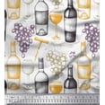 thumbnail image 1 of Pomme Coton Voile de Raisin, Verre de Vin & Bouteille Tissu Imprimé par Yard 56 Pouces de Large, 1 of 3