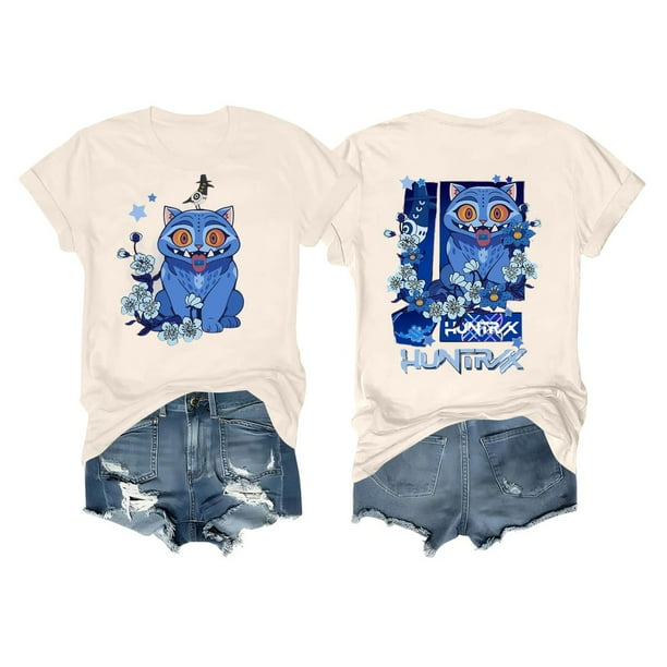 Pop cazadora para niña Demon Hunters Boys Girls Fashion Round-Neck Group Panels T Shirt (Beige)